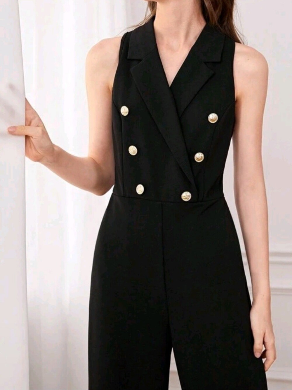 Teen Girl Peak Collar Double Breasted Detail Jumpsuit. Size 15Y (64-65 Inches)